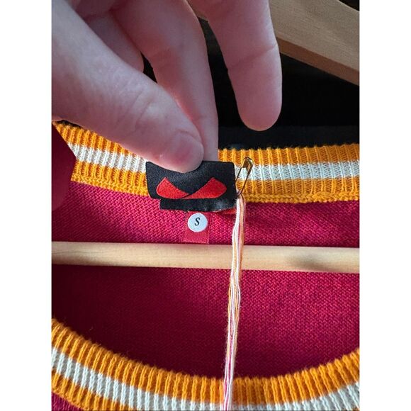 NWT Happy Sheep Burgundy & Yellow Knit Mini Dress Size Small - Picture 5 of 6